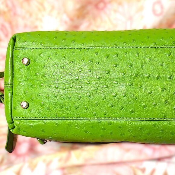 RARE NWOT Green Ostrich Leather Victoria Falls Madeline Kate Spade Satchel +Body - Picture 9 of 15